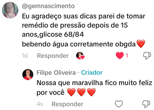 Relato sobre pressão e glicose