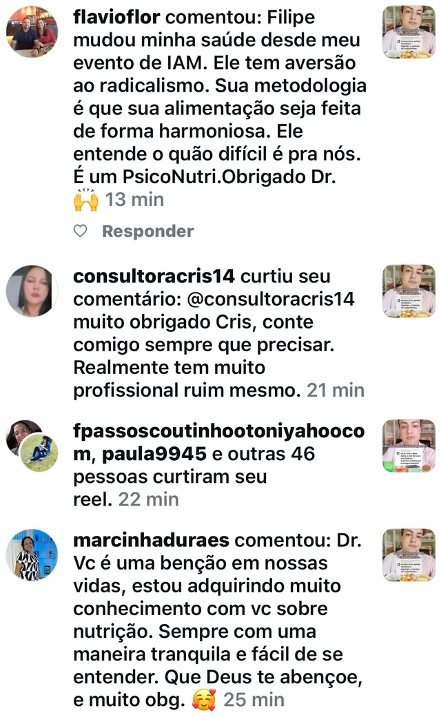 Comentários de alunos