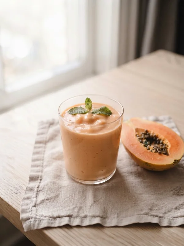 Lanche: Smoothie de mamão com hortelã